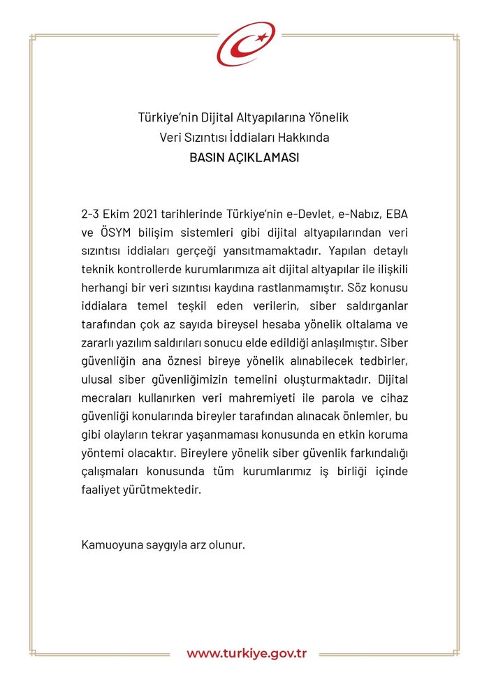 Veri sızıntısı iddiaları doğru mu? Dijital Dönüşüm Ofisi'nden flaş açıklama