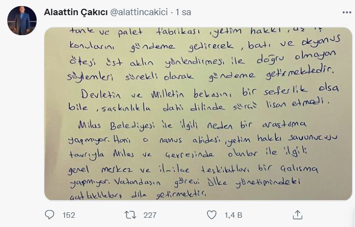 Alaattin Çakıcı Kılıçdaroğlu mektup paylaşımı | Alaattin Çakıcı mektupta ne yazdı?