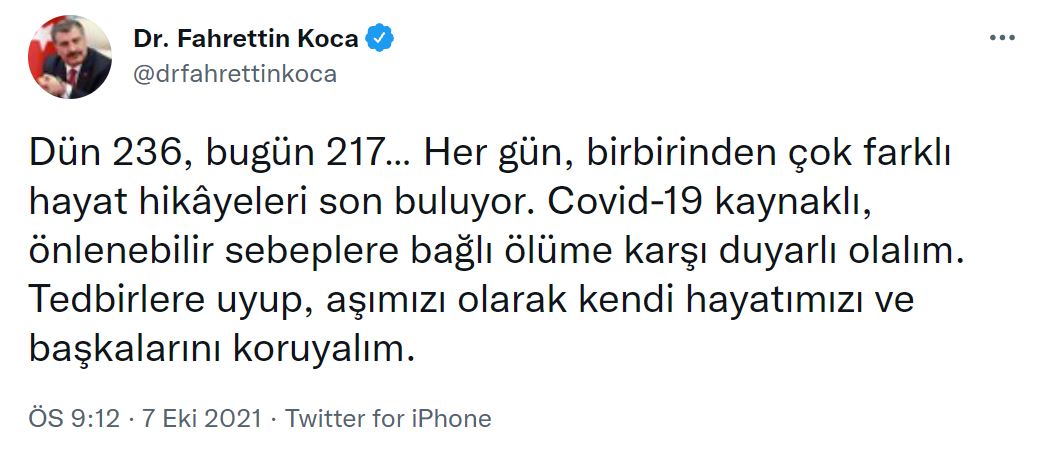 Bakan Koca'dan flaş çağrı! Her gün, birbirinden çok farklı hayat hikâyeleri son buluyor diyerek vatandaşa seslendi