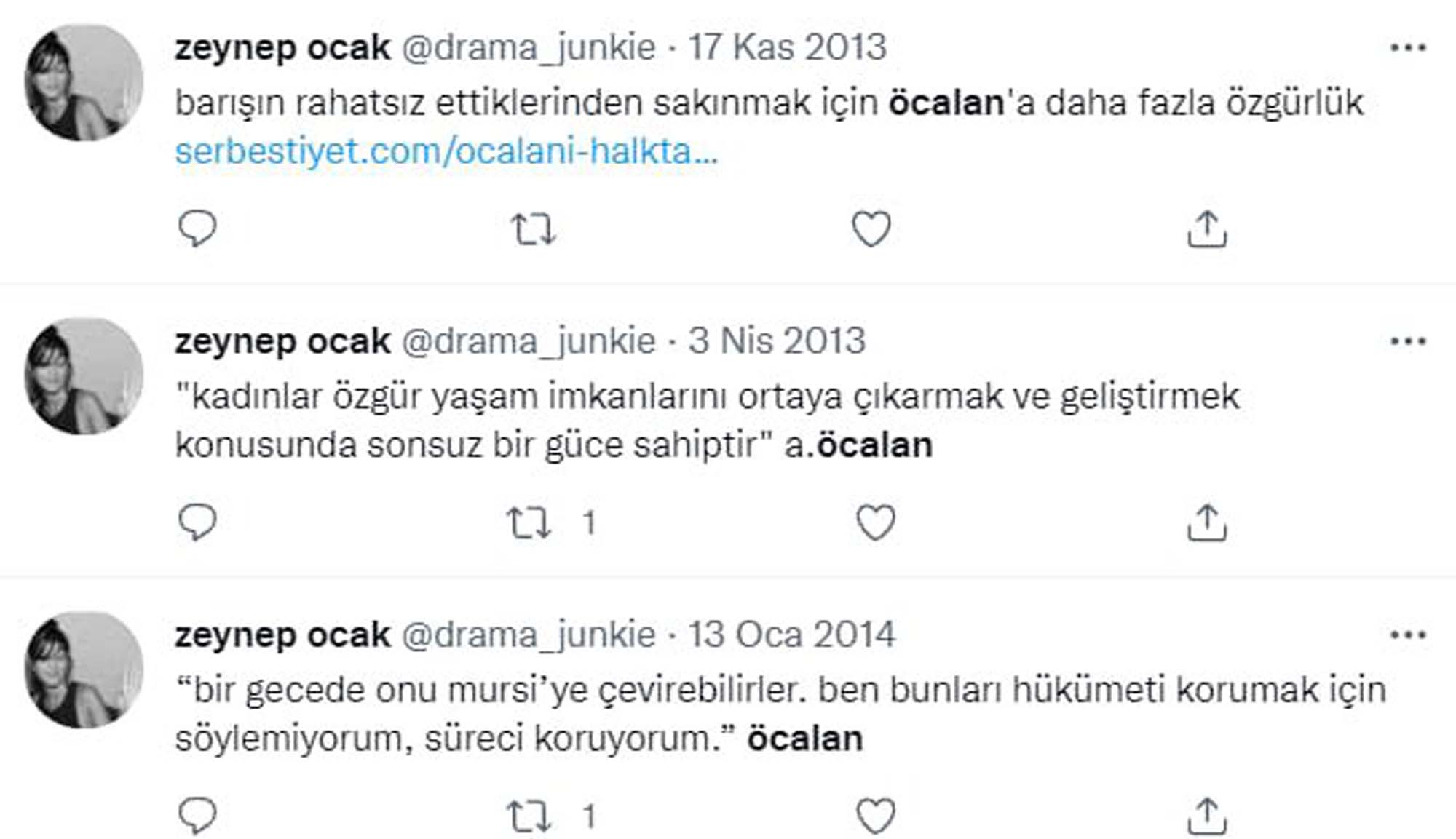 Fena yakalandı! Nihal Yalçın'ın arkadaşı Zeynep Ocak'ın PKK lideri Abdullah Öcalan'ı savunduğu tweetleri ortaya çıktı!