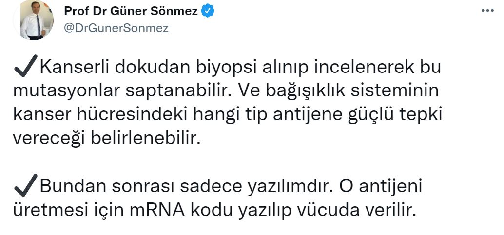 Prof. Dr. Güner Sönmez: mRNA aşılarının Covid 19’daki başarısı modern tıpta bir devrimi müjdeliyor olabilir