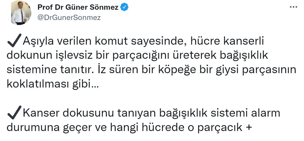 Prof. Dr. Güner Sönmez: mRNA aşılarının Covid 19’daki başarısı modern tıpta bir devrimi müjdeliyor olabilir