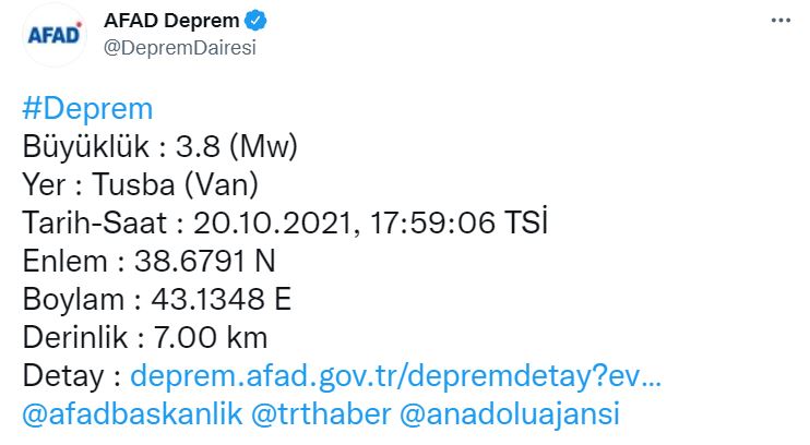 Son dakika | Van'da art arda 2 deprem