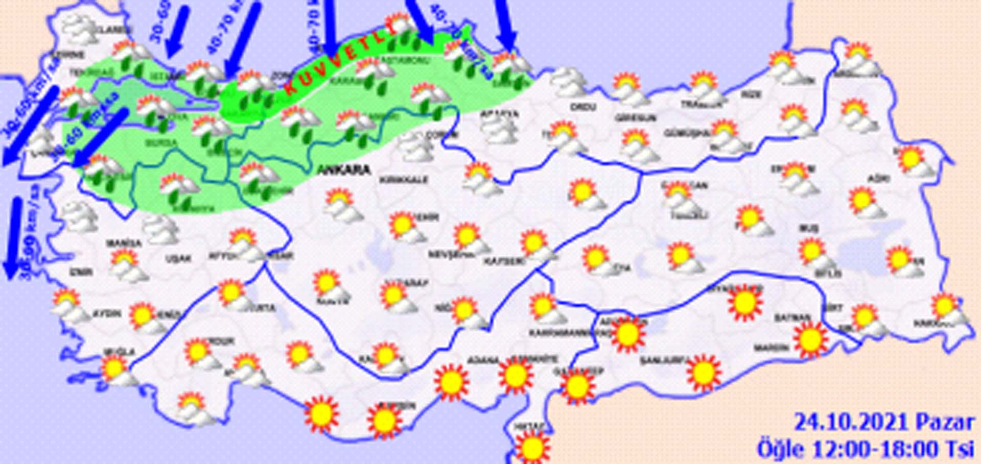 Evden çıkarken iki kere düşünün! O bölgeler sağanak yağışın etkisi altına giriyor! Hava bugün nasıl olacak 24 Ekim 2021 Pazar?