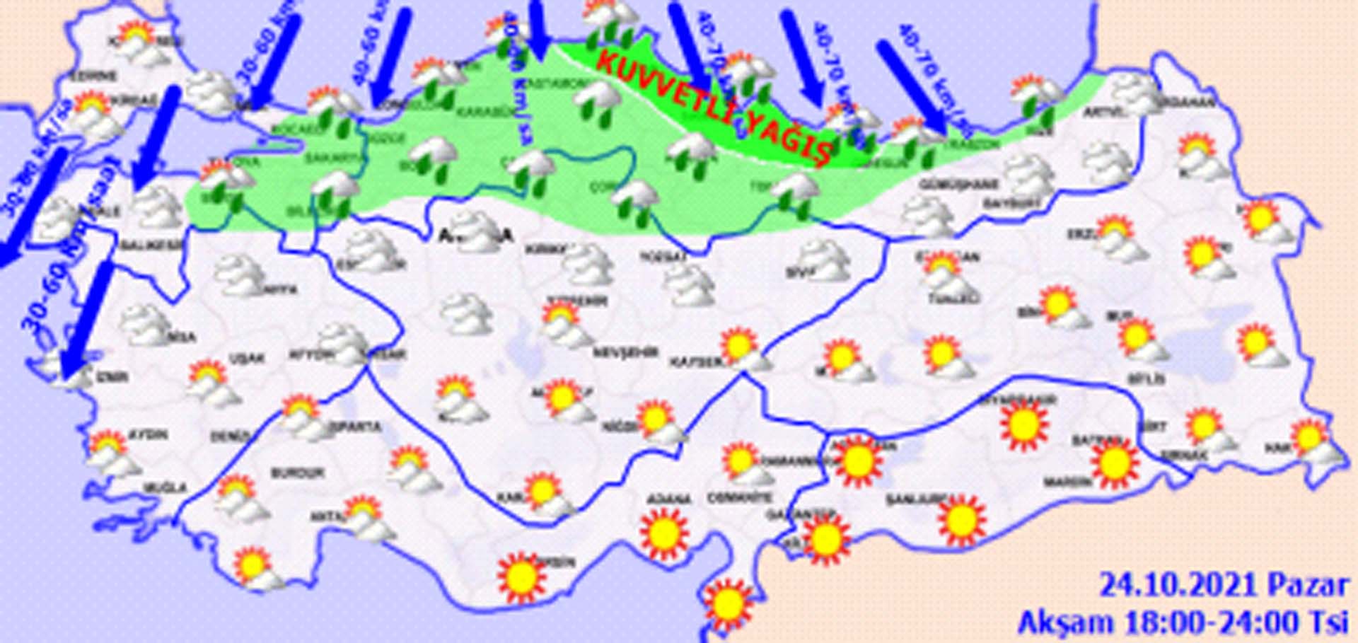 Evden çıkarken iki kere düşünün! O bölgeler sağanak yağışın etkisi altına giriyor! Hava bugün nasıl olacak 24 Ekim 2021 Pazar?