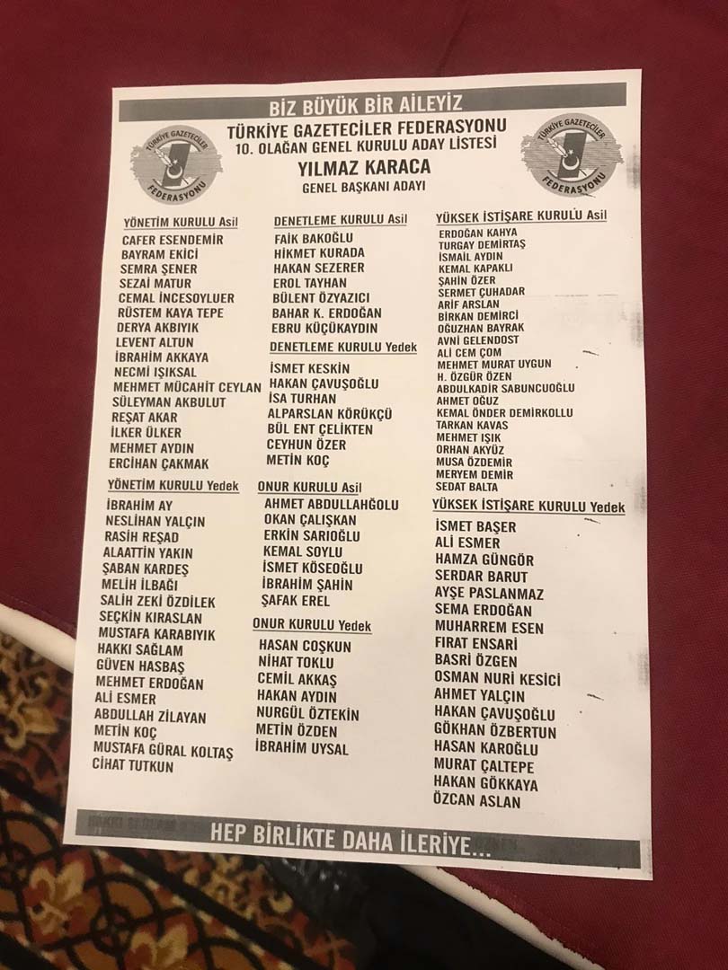 Türkiye Gazeteciler Federasyonu'nda genel başkan yeniden Yılmaz Karaca!