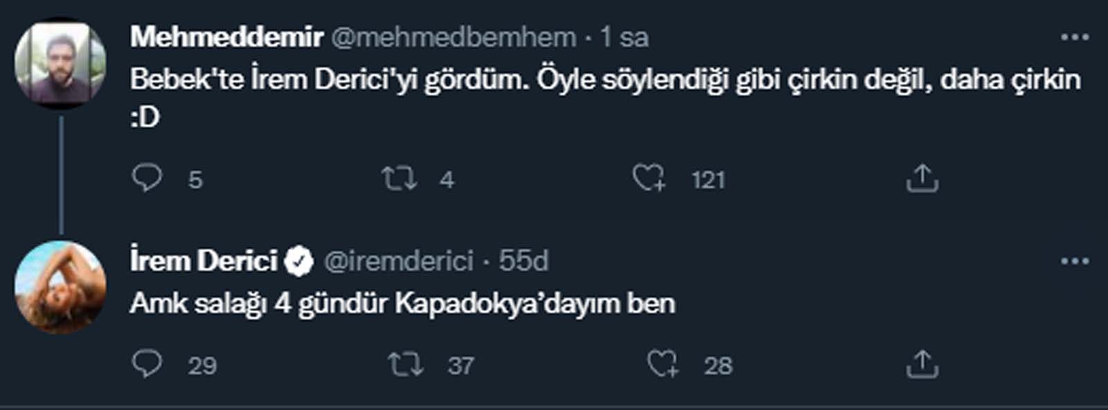 İrem Derici yine ağzını bozdu! Kendisine çirkin diyen kişiye küfürlü yanıt verdi! A... salağı