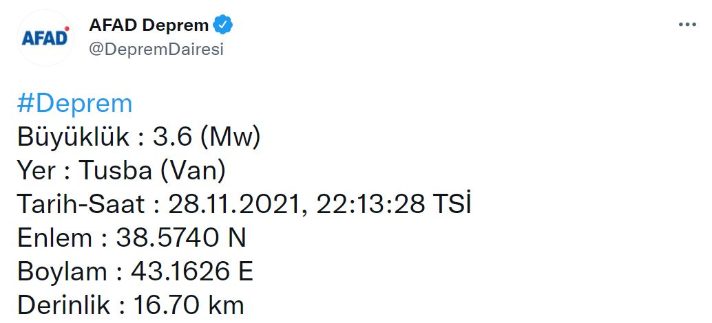 Son dakika | Kandilli Rasathanesi duyurdu! Van Gölü'nde 3.6 şiddetinde deprem