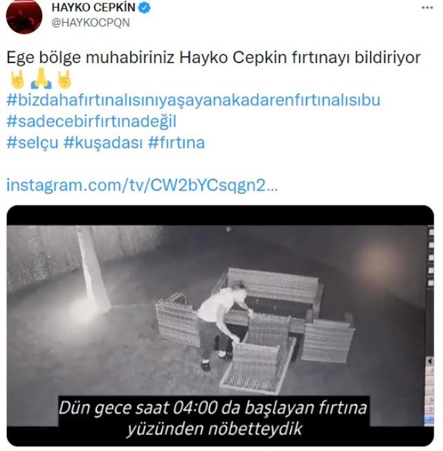 Hayko Cepkin fırtına nedeniyle zor anlar yaşadı! Ege bölge muhabiriniz bildiriyor