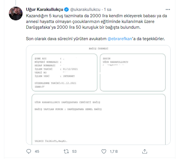 Spor yorumcusu Uğur Karakullukçu'nun Ahmet Ercanlar'a açtığı hakaret davası sonuçlandı! 5 kuruşluk tazminat...