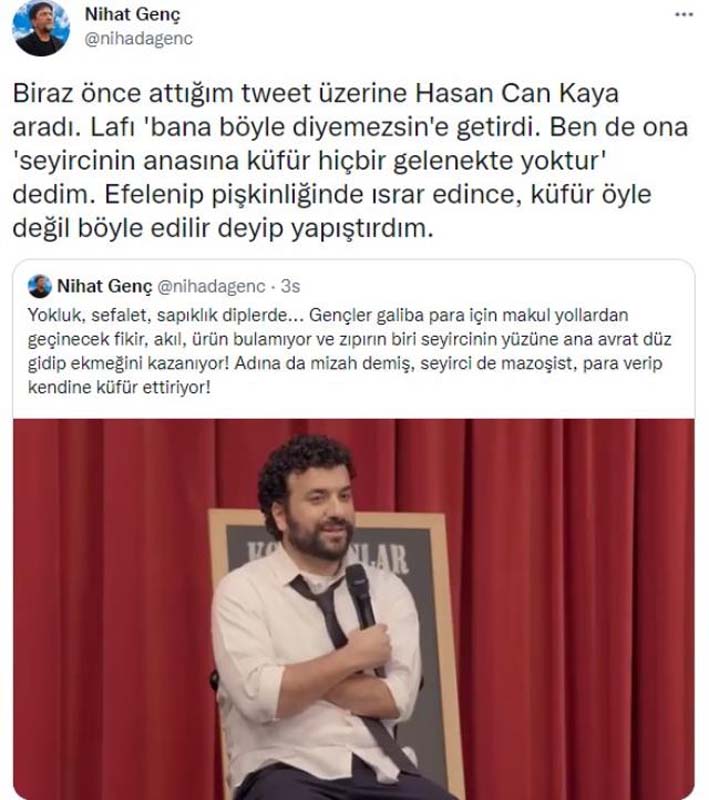 'Zıpır' kelimesi çileden çıkardı! Gazeteci Nihat Genç ile Konuşanlar'ın yıldızı Hasan Can Kaya birbirine girdi! Küfür öyle değil böyle edilir