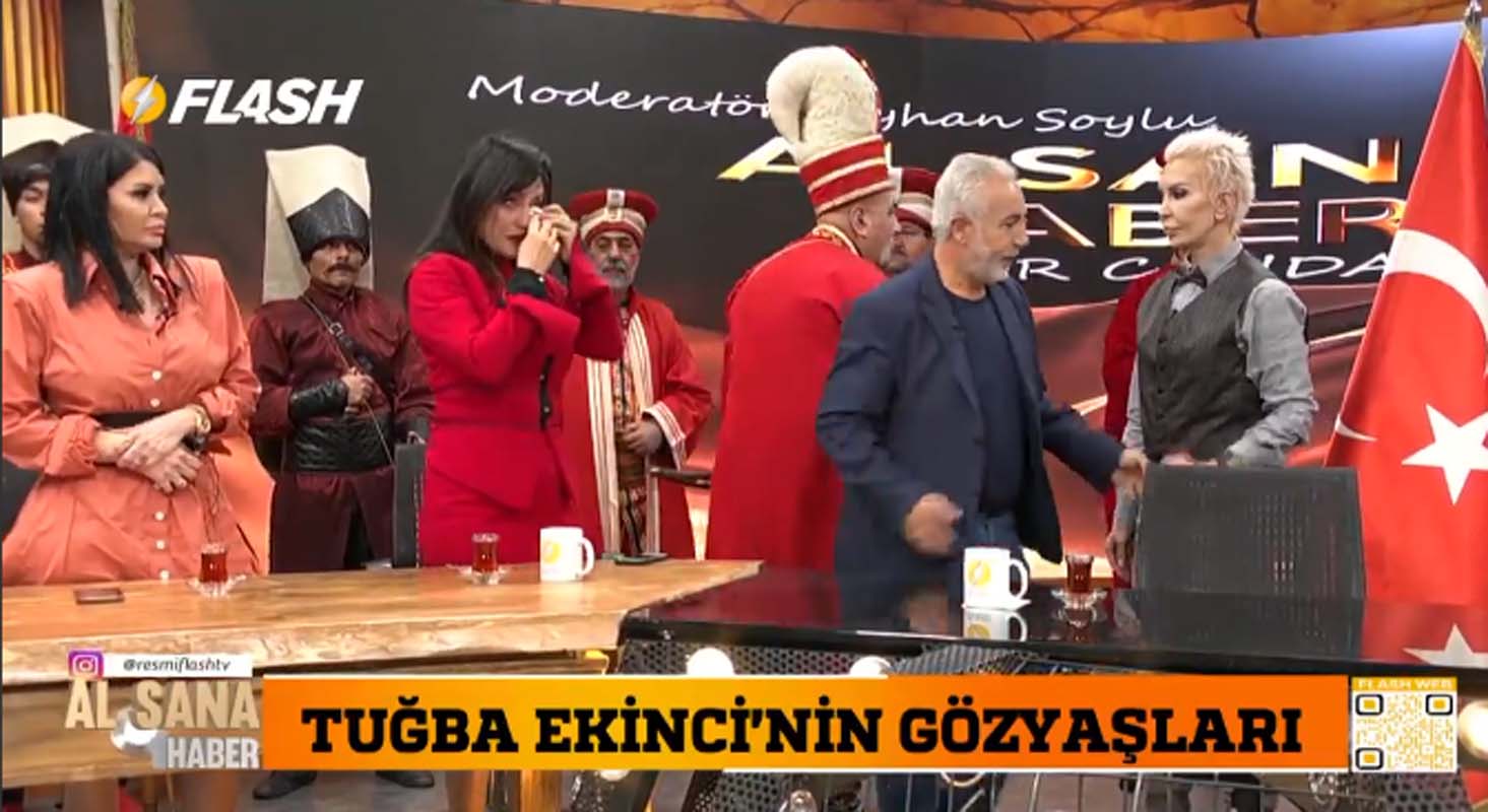 Tuğba Ekinci, Al Sana Haber'de Mehter Marşı ile karşılandı! Gidişi gibi dönüşü de olay yarattı! Gözyaşlarını tutamadı