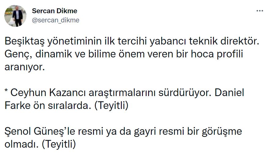 Son dakika | Beşiktaş'ta Sergen Yalçın döneminin sona ermesinin ardından flaş paylaşım: Beşiktaş yönetiminin ilk tercihi yabancı teknik direktör!