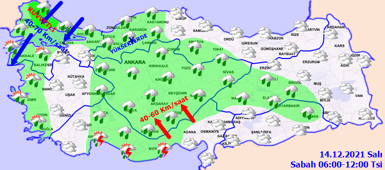 Yurt genelinde sağanak yağış, şemsiyesiz dışarı çıkmayın! 14 Aralık 2021 Salı Günlük hava durumu| Bugün hava nasıl olacak 14 Aralık 2021?