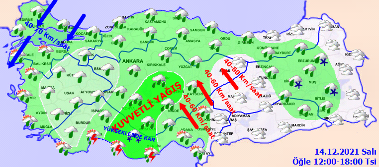 Yurt genelinde sağanak yağış, şemsiyesiz dışarı çıkmayın! 14 Aralık 2021 Salı Günlük hava durumu| Bugün hava nasıl olacak 14 Aralık 2021?