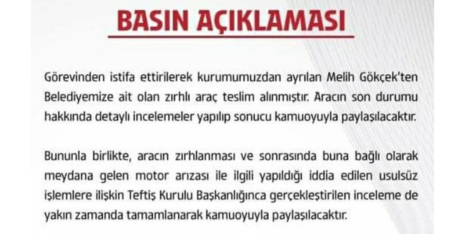 Kullandığı zırhlı aracı, belediyeye teslim eden Melih Gökçek, basın açıklamasına tepki gösterdi: Bu çapsızlarda utanma, sıkılma yok