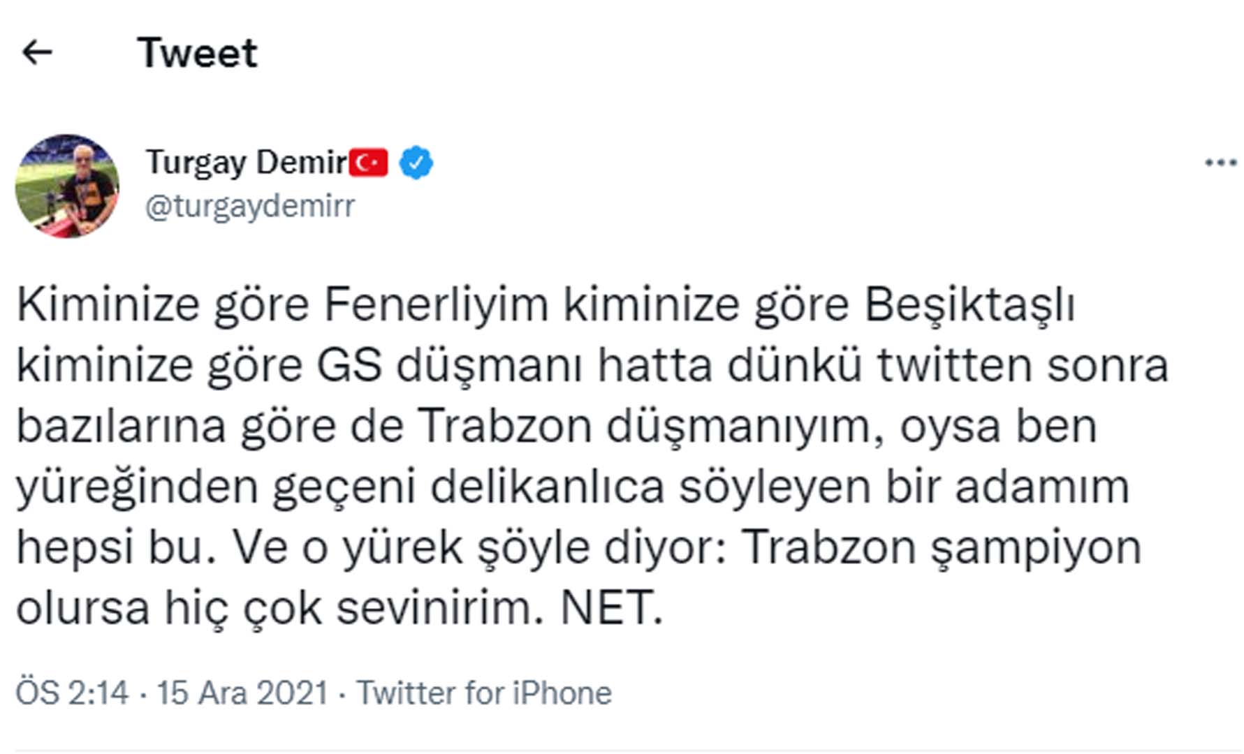 Hangi takımlı olduğuna karar veremeyen Turgay Demir yine kafa karıştırdı! Neyi desteklediğine karar veremedi!
