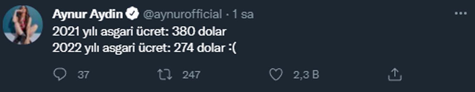 Asgari ücret açıklanır açıklanmaz Aynur Aydın'dan yorum gecikmedi! Takipçilerinden tepki aldı!