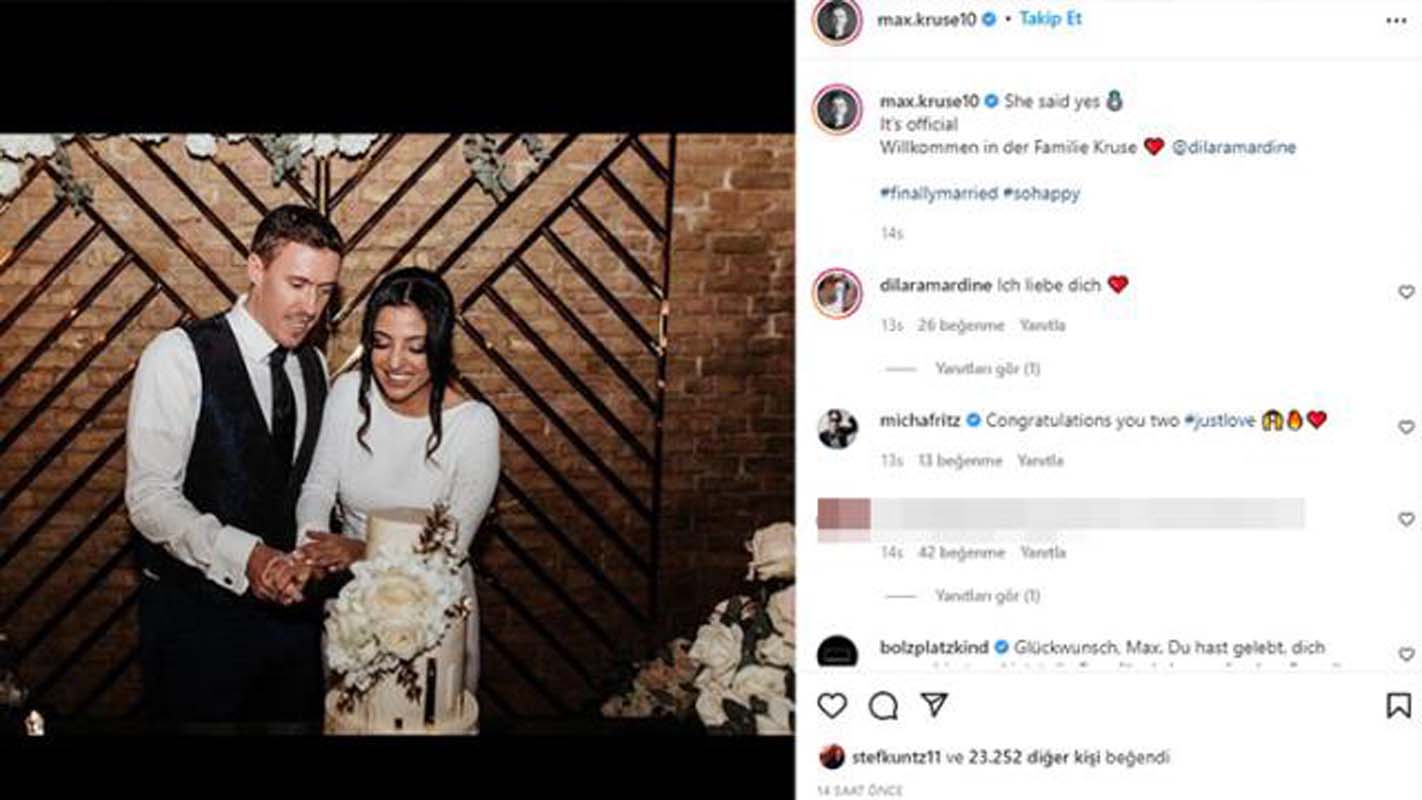 Fenerbahçeli eski futbolcu Max Kruse'dan müjde! Canlı yayında Kürtçe evlilik teklifi ettiği Dialara Mardine ile evlendi!