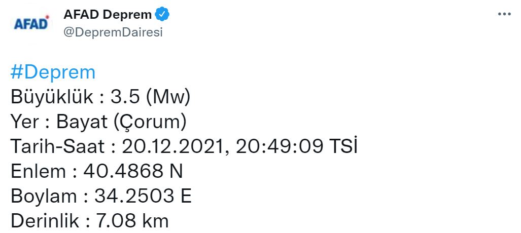 Son dakika | Kandilli Rasathanesi duyurdu: Çorum'da 3.8 şiddetinde deprem!