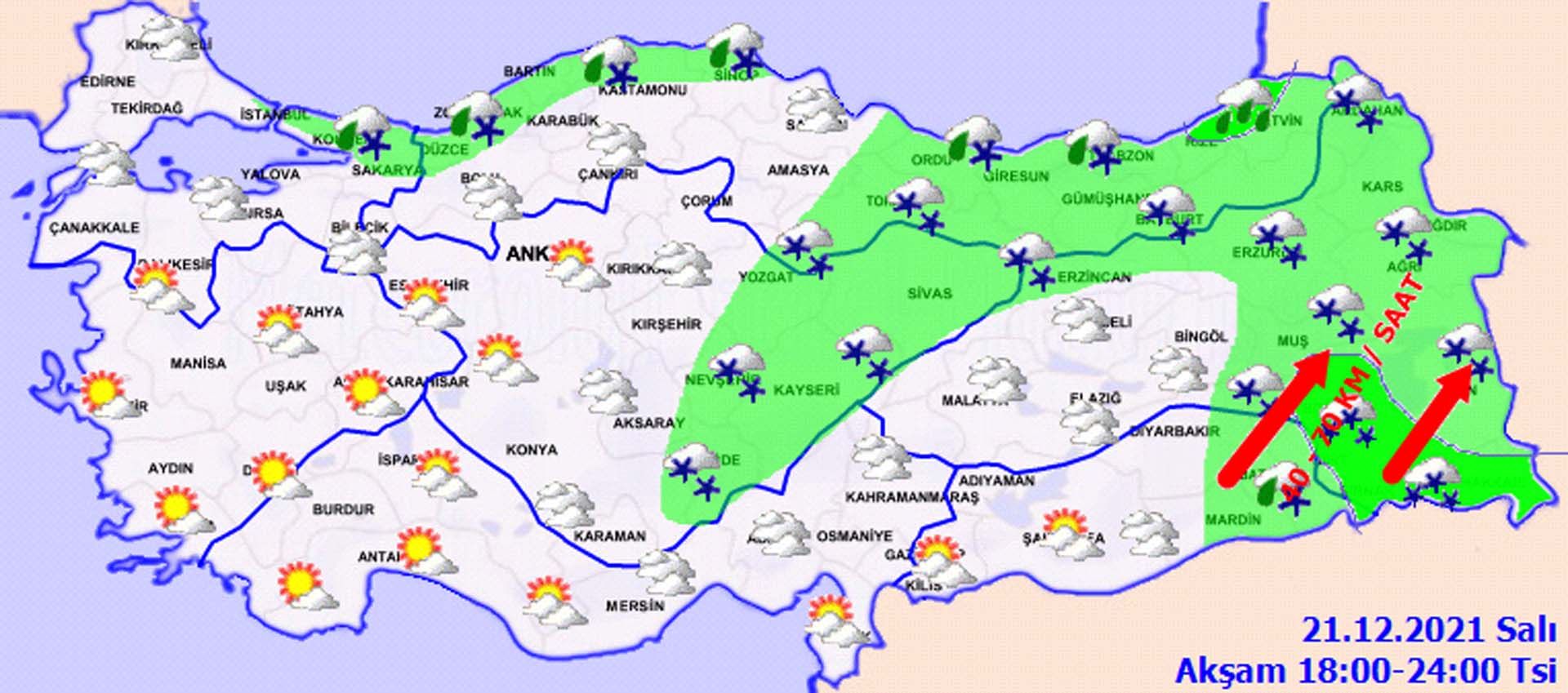 Meteoroloji'den peş peşe son dakika uyarıları: Kar yağışı, karla karışık yağmur, sağanak yağış ve çığa dikkat! İşte 21 Aralık 2021 Salı hava durumu