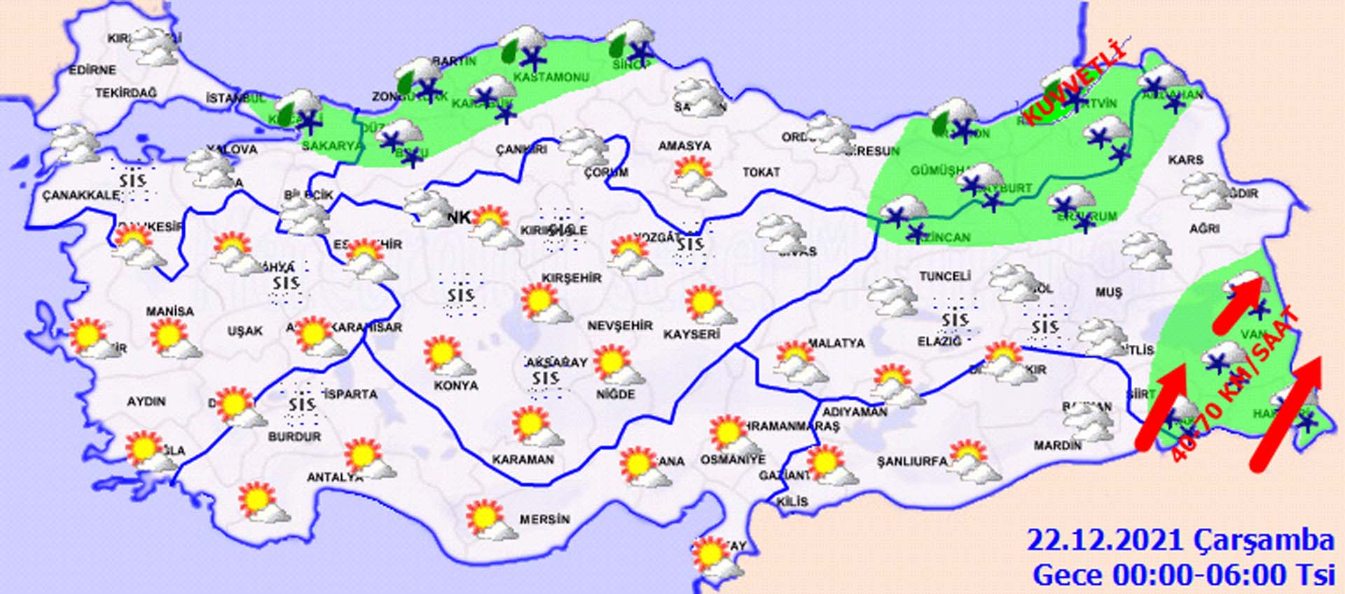 Meteoroloji'den peş peşe son dakika uyarıları: Kar yağışı, karla karışık yağmur, sağanak yağış ve çığa dikkat! İşte 21 Aralık 2021 Salı hava durumu