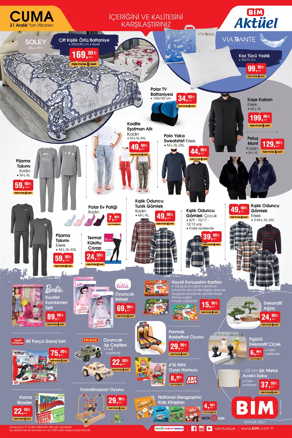 31 Aralık 2021 BİM Aktüel ürünler kataloğu! BİM'de bu Cuma neler var? 31 Aralık 2021 BİM fırsat ürünleri