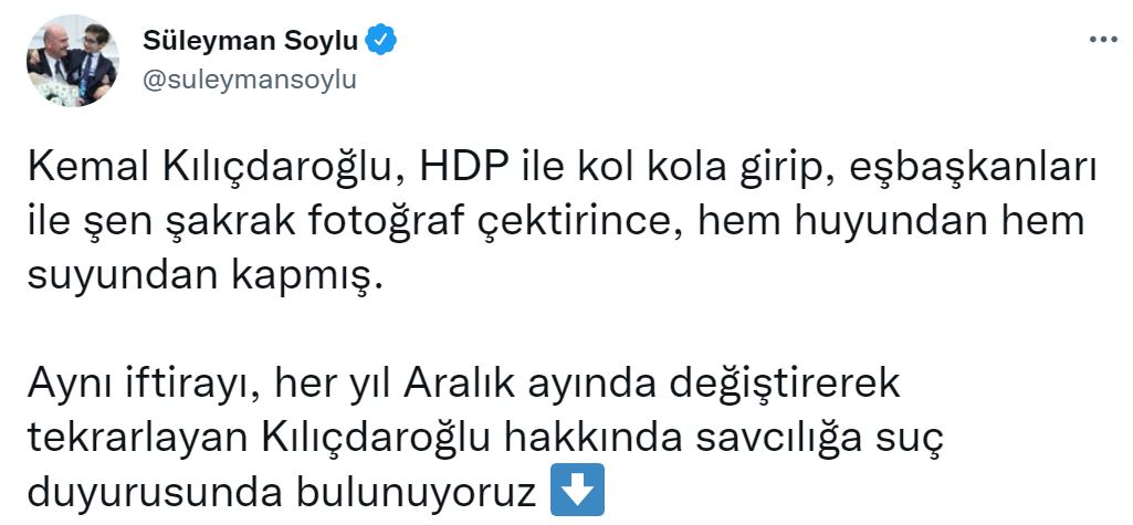 Son dakika | Bakan Soylu duyurdu: Kılıçdaroğlu hakkında savcılığa suç duyurusunda bulunuyoruz