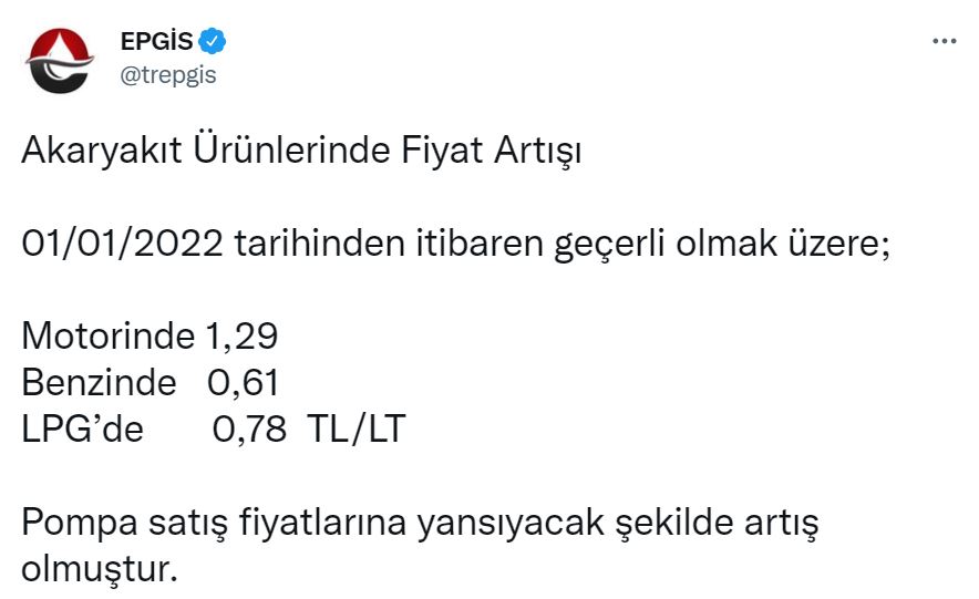 Son dakika | Yılbaşı ile birlikte akaryakıta zam!