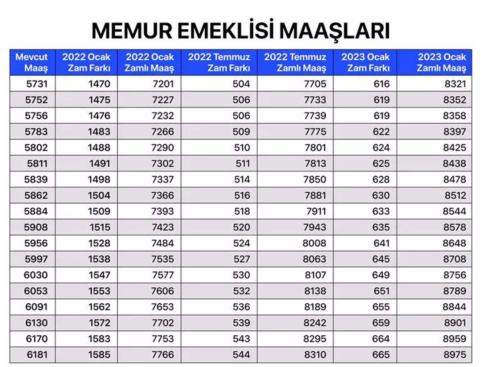 Milyonların merakla beklediği haber geldi! Memur, memur emeklisi, SSK ve Bağkur emeklilerin maaş zammına gelen oran belli oldu! İşte kalem kalem zamlı maaşları