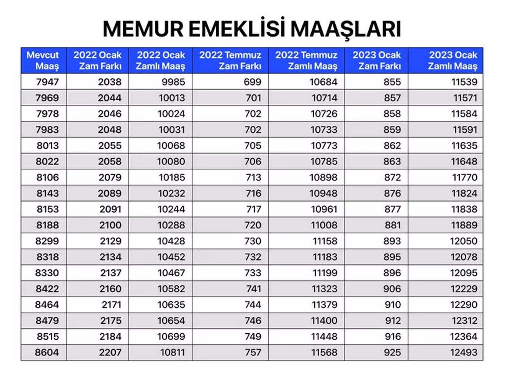 Milyonların merakla beklediği haber geldi! Memur, memur emeklisi, SSK ve Bağkur emeklilerin maaş zammına gelen oran belli oldu! İşte kalem kalem zamlı maaşları
