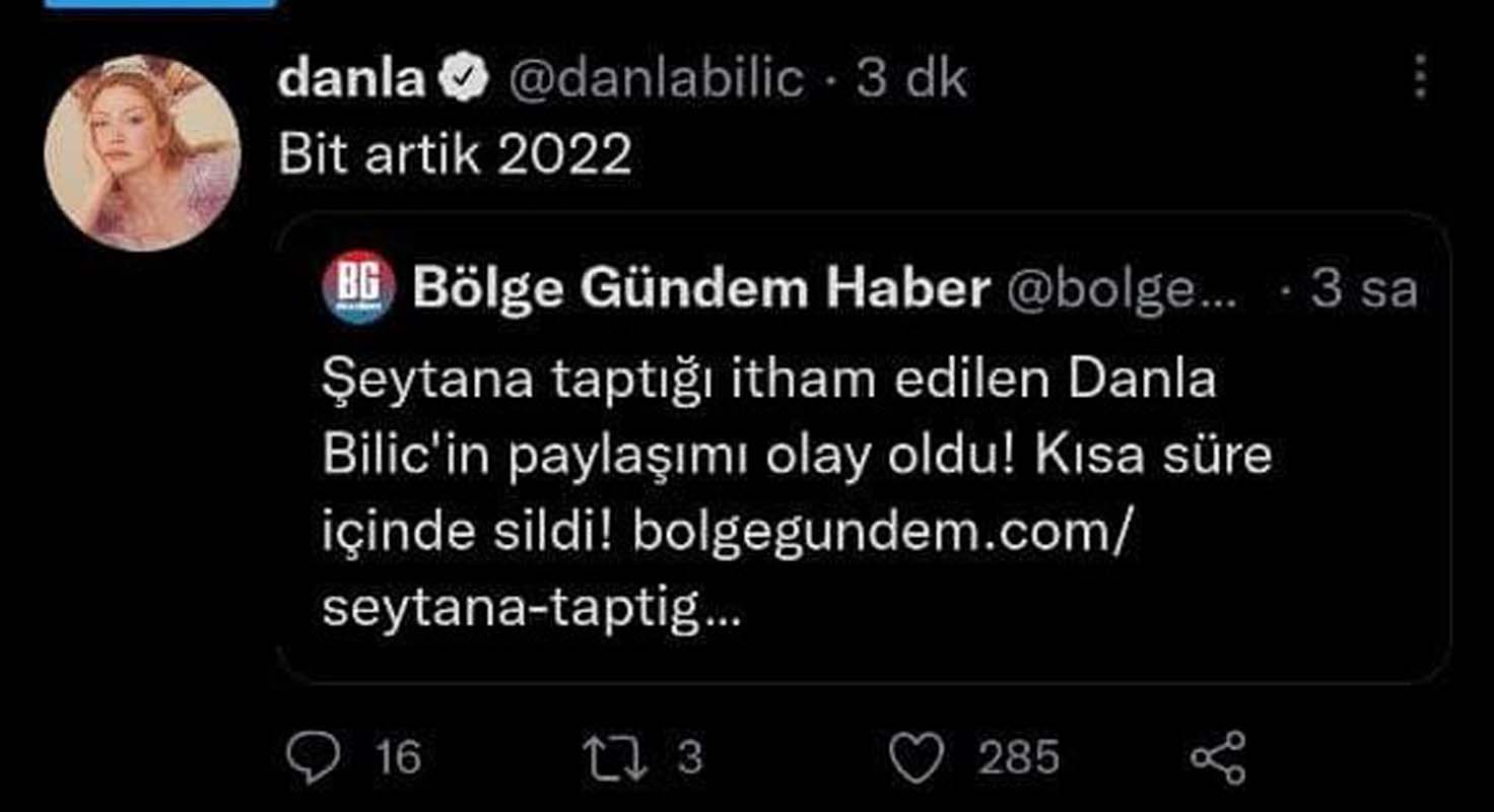 Şeytana taptığı itham edilen Danla Bilic'in paylaşımı olay oldu! Kısa süre içinde sildi!