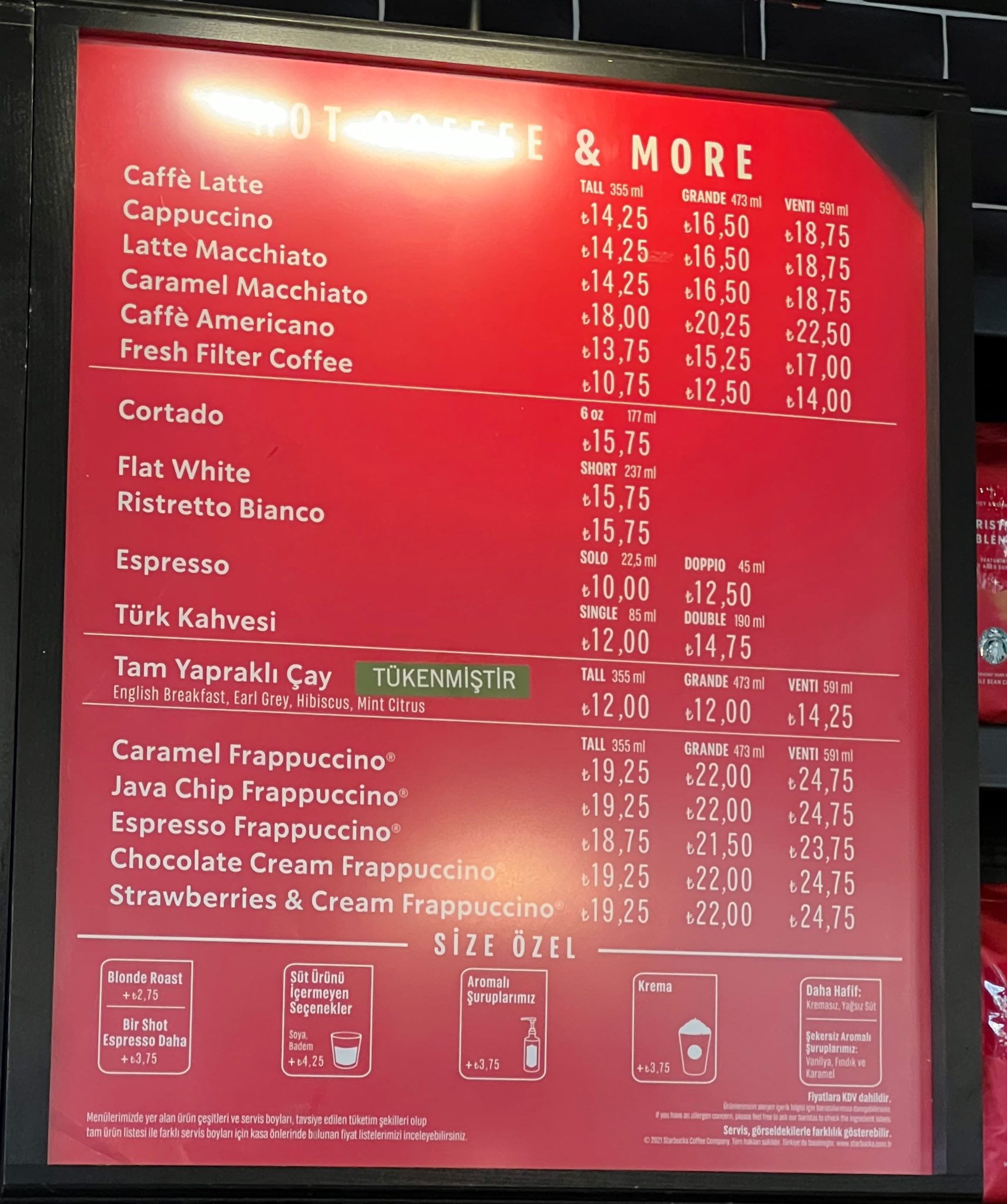 Starbucks zamlı kahve fiyatları Ocak 2022 | Starbucks yeni kahve fiyatları 2022