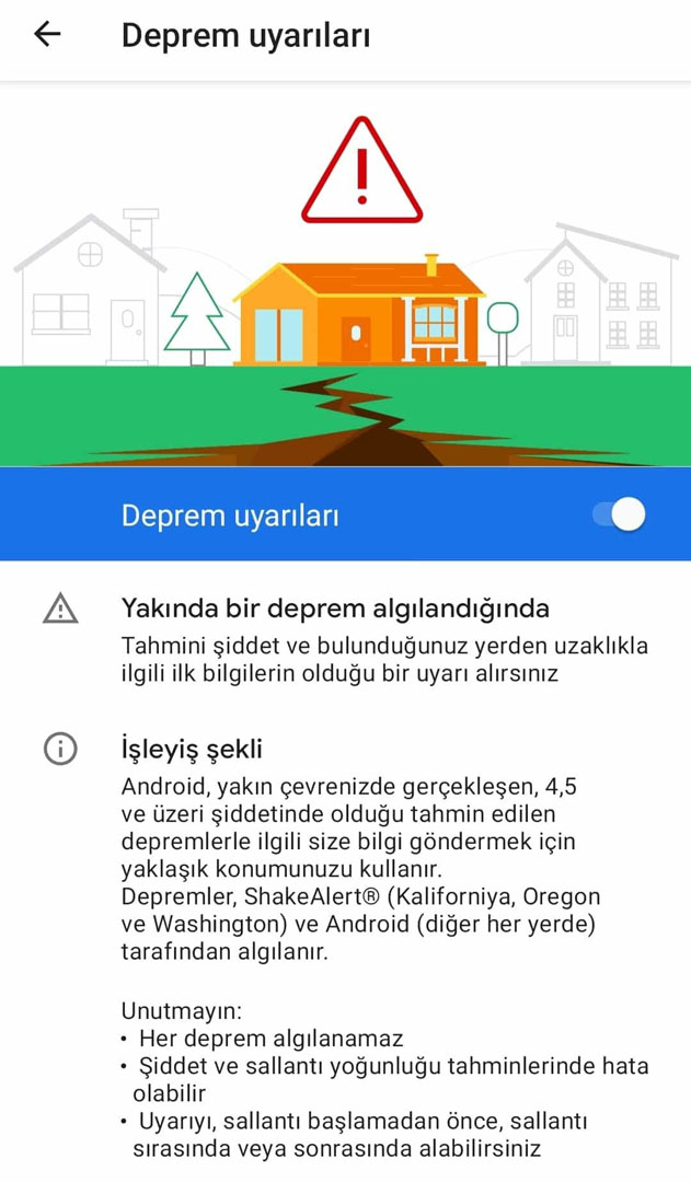 Google deprem erken uyarı sistemi nedir? Android deprem uyarı sistemi nasıl açılır?