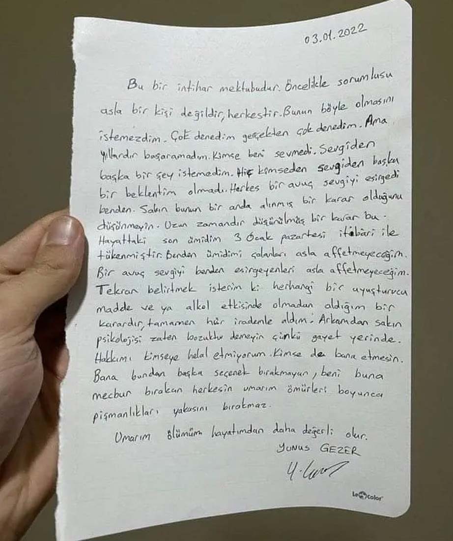 Yılbaşında yaptığı paylaşım yürek yaktı! Sevgisizlikten canına kıyan Yunus Gezer, hayata tutunmak istemiş!