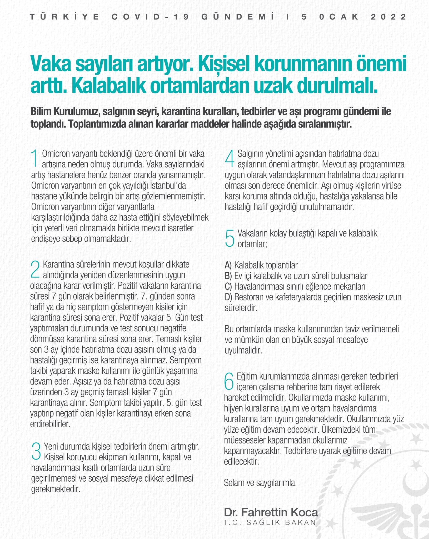 Bakan Koca'dan karantina ve izolasyon açıklaması: Yanlışlıkla kullanılmıştır 