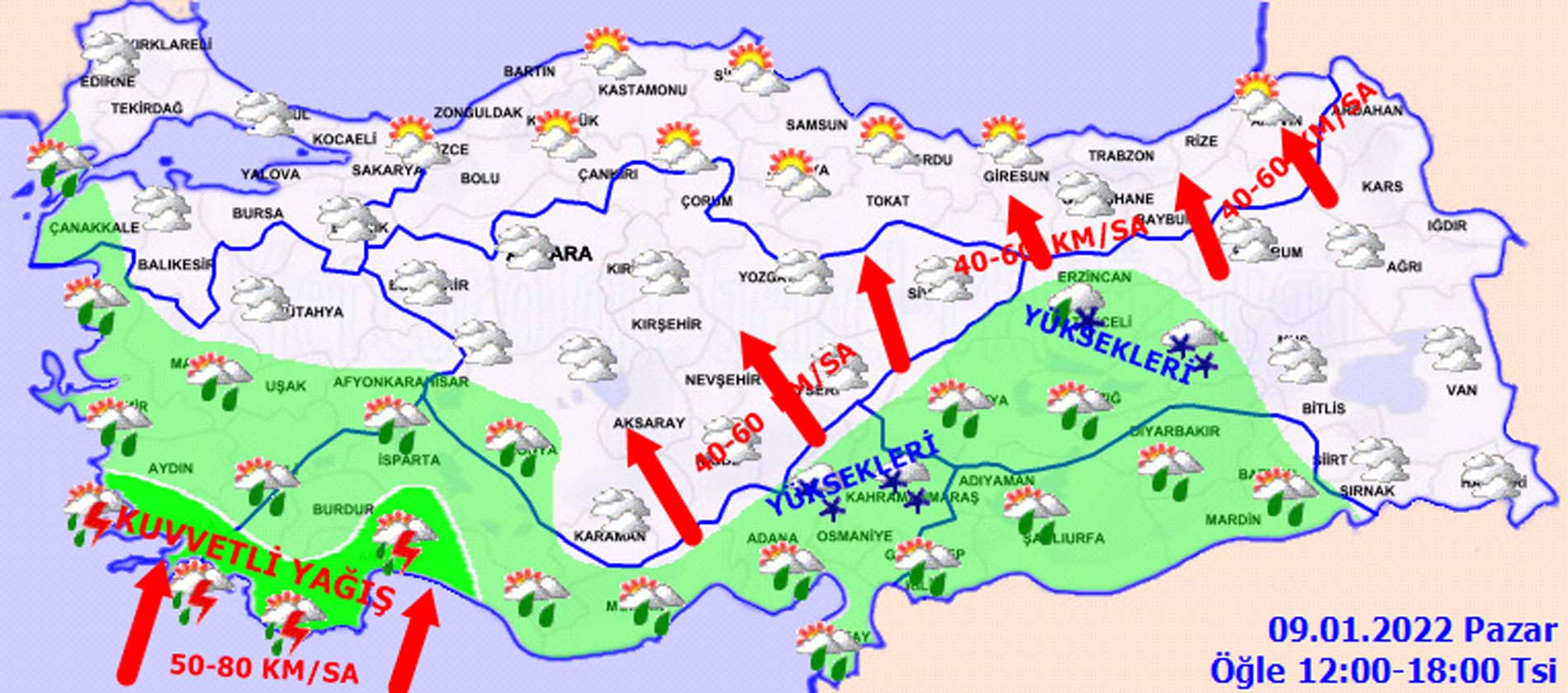Meteoroloji uyardı: Sağanak yağış boy gösterecek! Bugün hava nasıl olacak? İşte, 9 Ocak Pazar 2022 il il hava durumu...