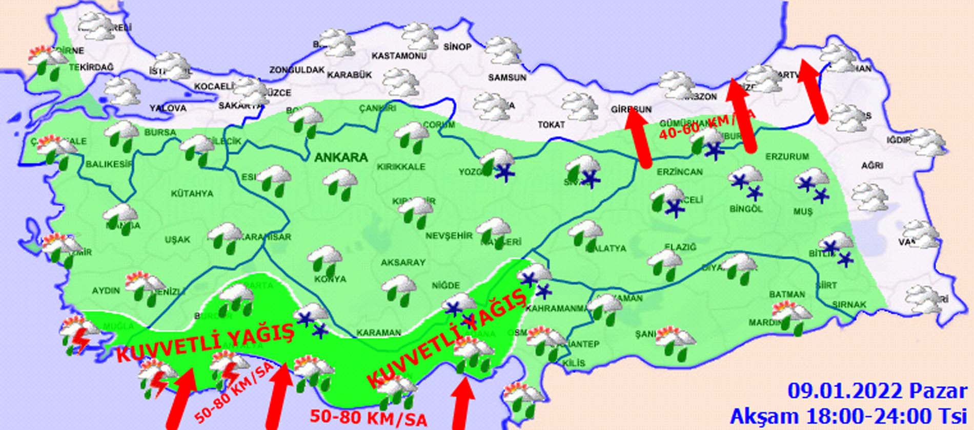Meteoroloji uyardı: Sağanak yağış boy gösterecek! Bugün hava nasıl olacak? İşte, 9 Ocak Pazar 2022 il il hava durumu...