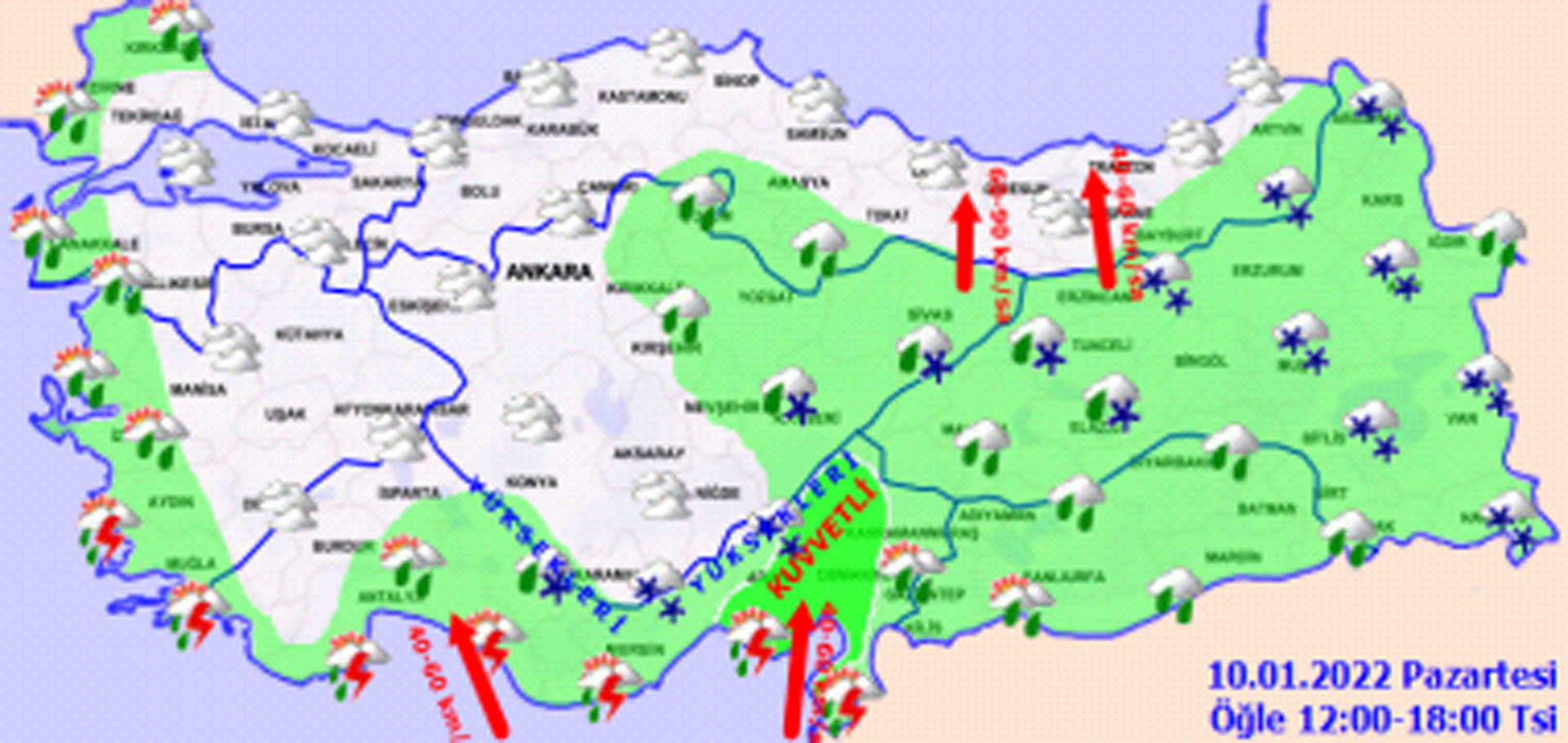 Meteoroloji o illeri uyardı! Şiddetli rüzgara sağanak yağmur eklenecek! Bugün hava nasıl olacak 10 Ocak 2022 Pazartesi?