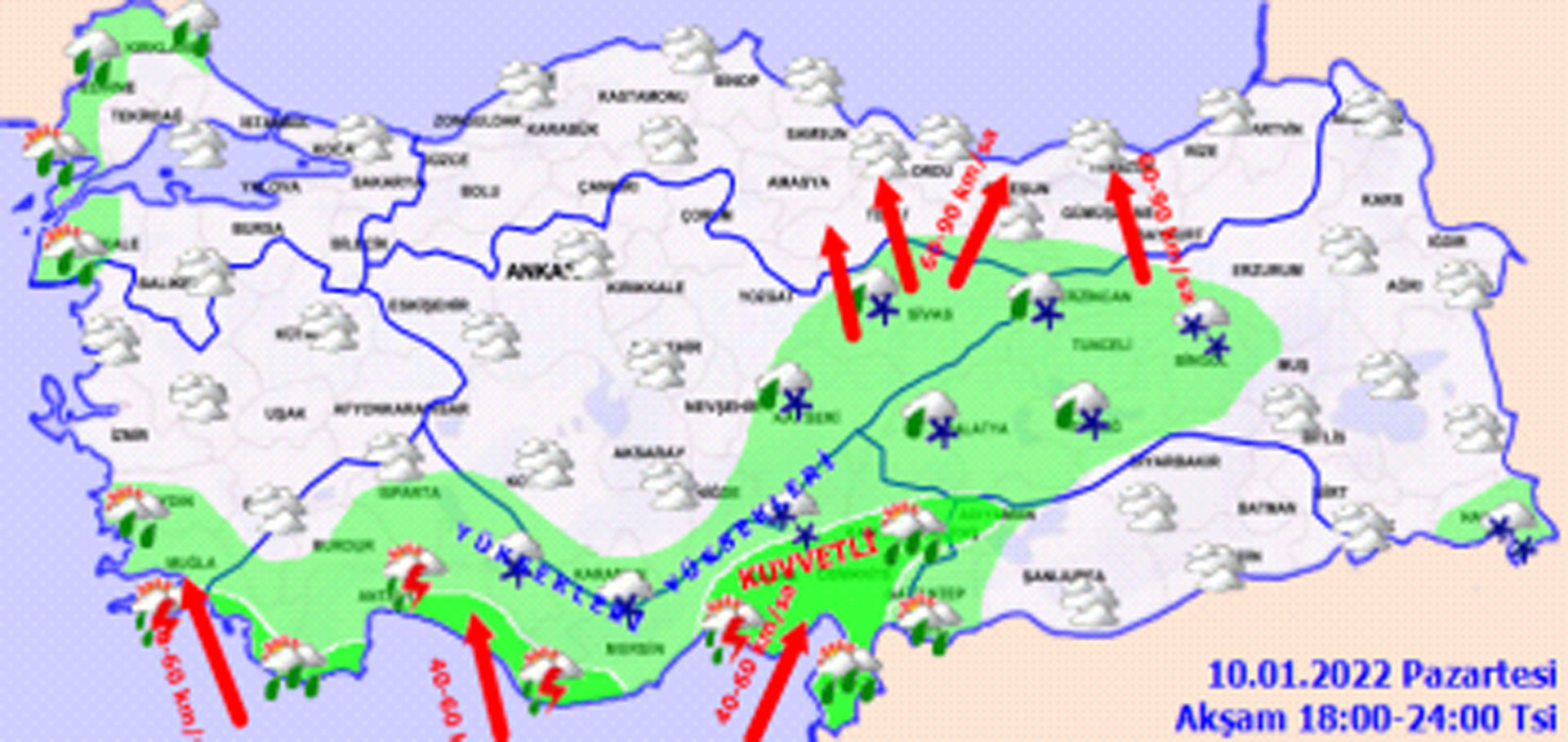 Meteoroloji o illeri uyardı! Şiddetli rüzgara sağanak yağmur eklenecek! Bugün hava nasıl olacak 10 Ocak 2022 Pazartesi?