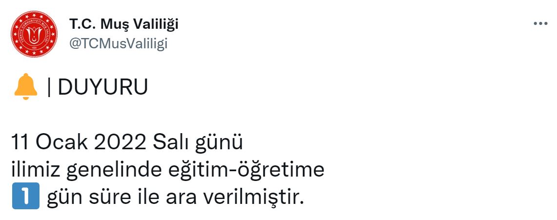 Son dakika | Valilik açıkladı! Muş’ta eğitime kar engeli