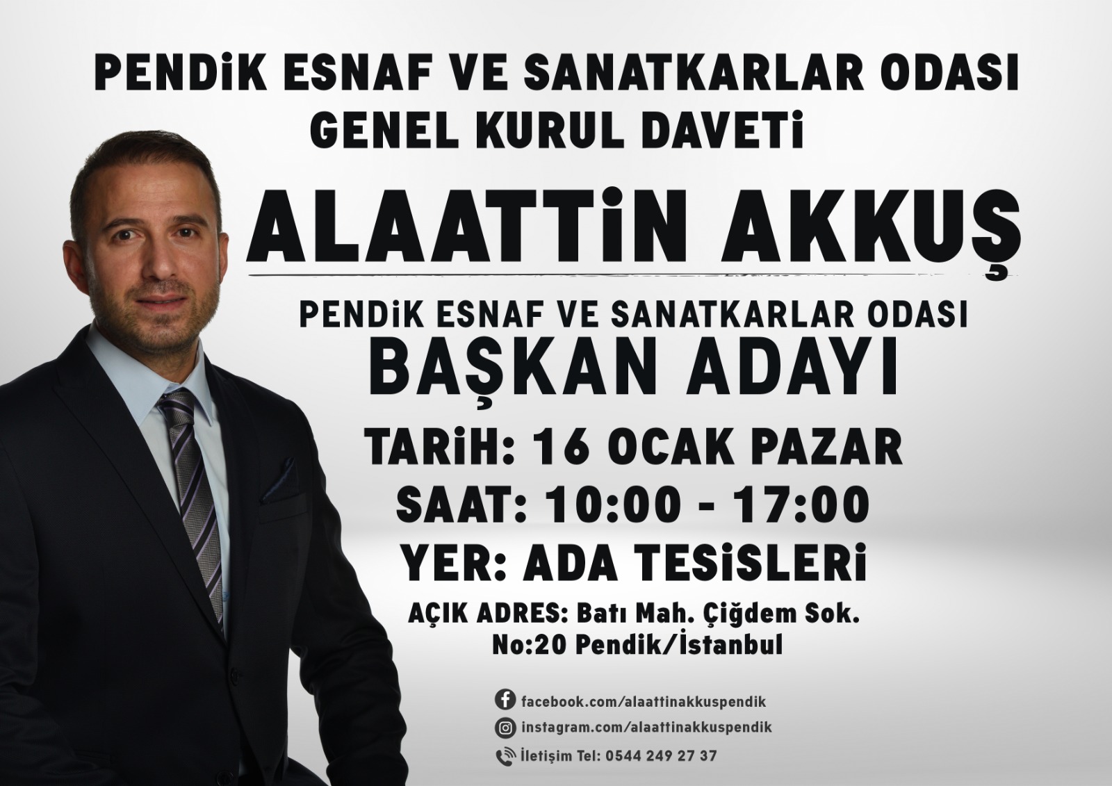 Alaattin Akkuş Pendik Esnaf ve Sanatkarlar Odasına Aday