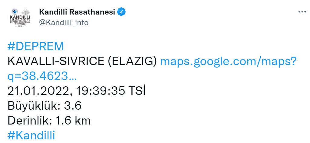 Son dakika | AFAD ve Kandilli Rasathanesi duyurdu! Elazığ'da 3.6 şiddetinde deprem