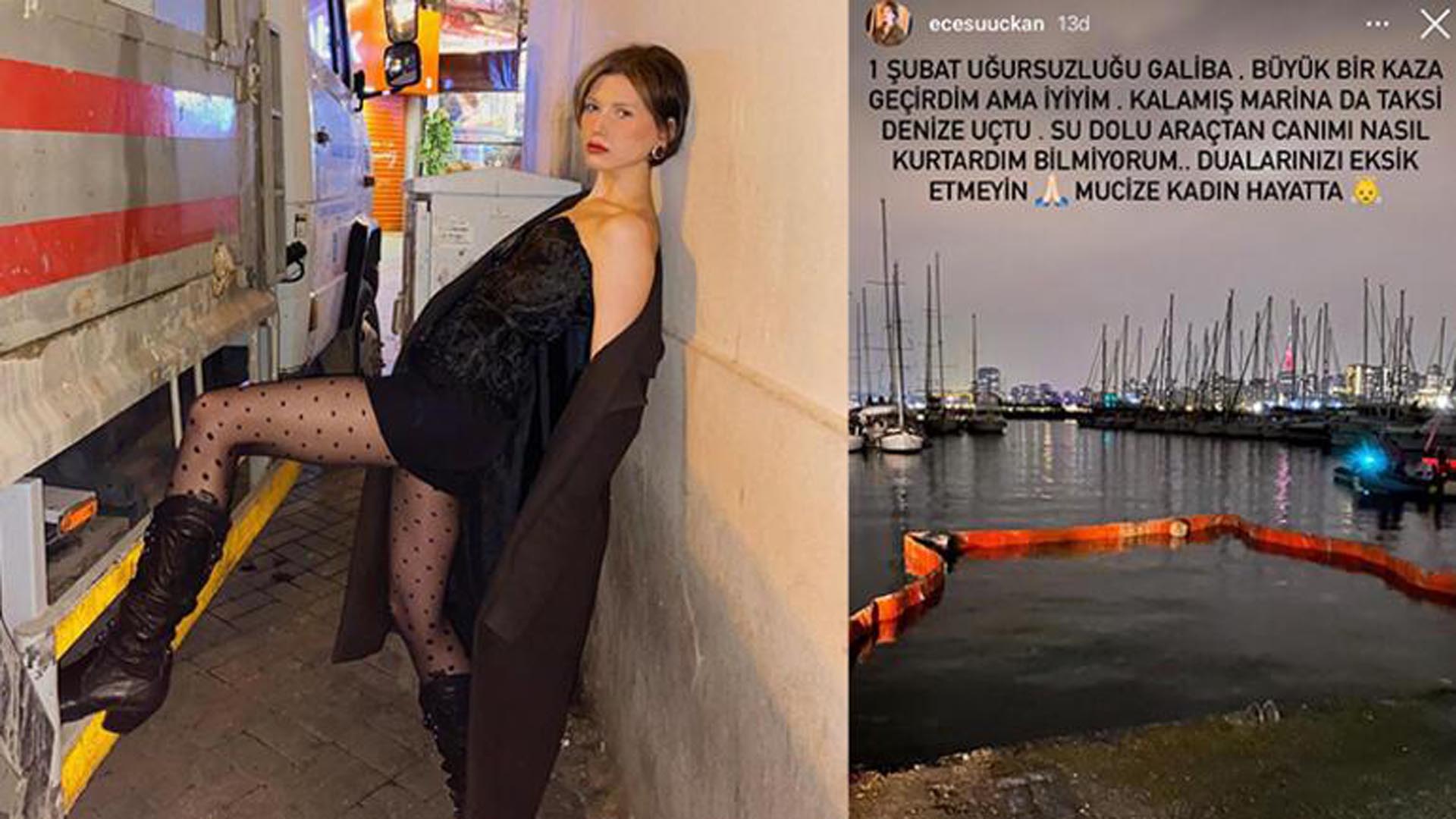 22 yaşındaki model Ece Su Uçkan Kalamış marinada taksi ile denize uçtu! Mucize kadın hayatta sözleri ile şok anlarını aktardı!