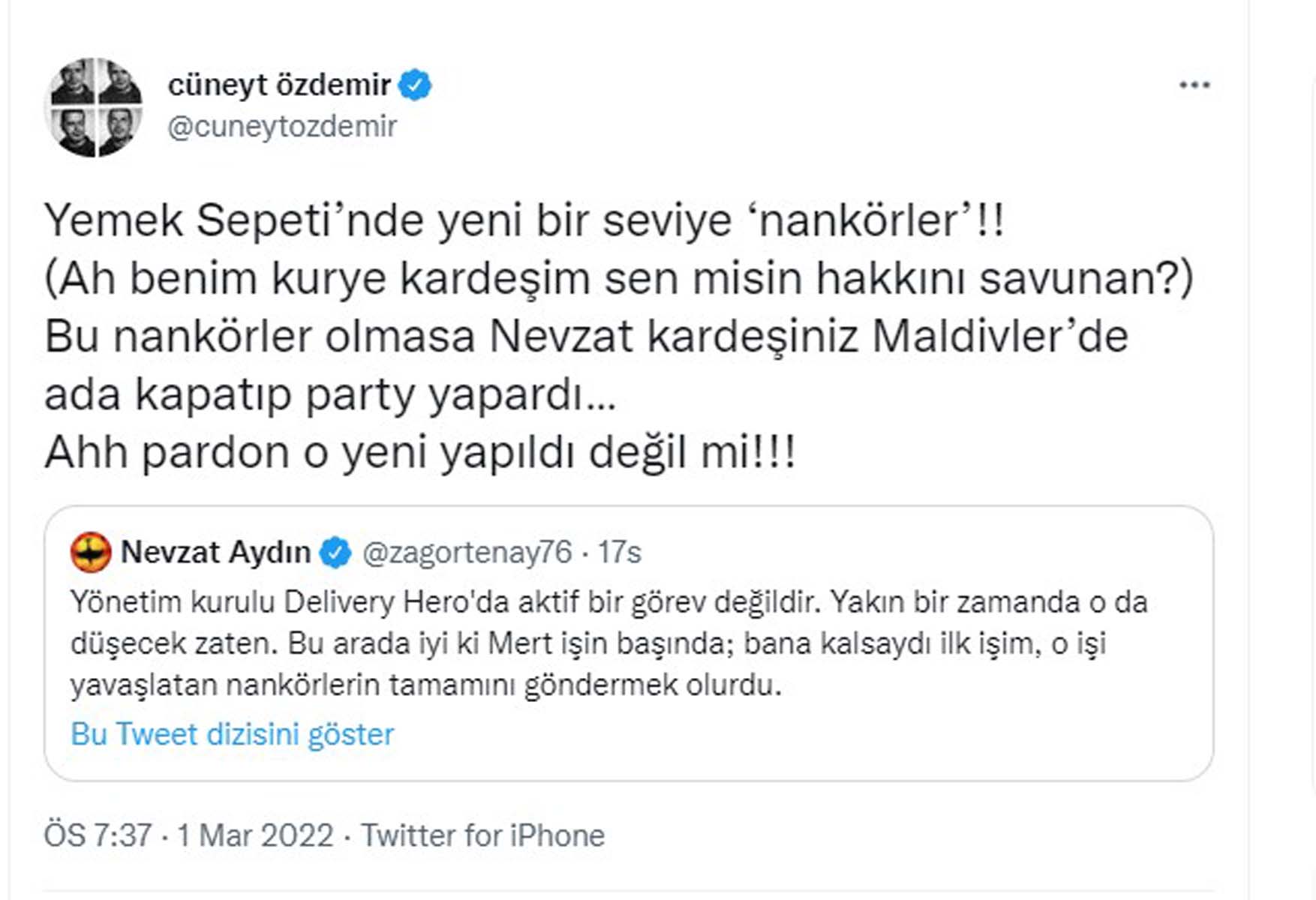 Nevzat Aydın'ın Yemeksepeti işçileri için kullandığı ifade Cüneyt Özdemir'i çileden çıkardı! Size yakışmıyor utanın biraz