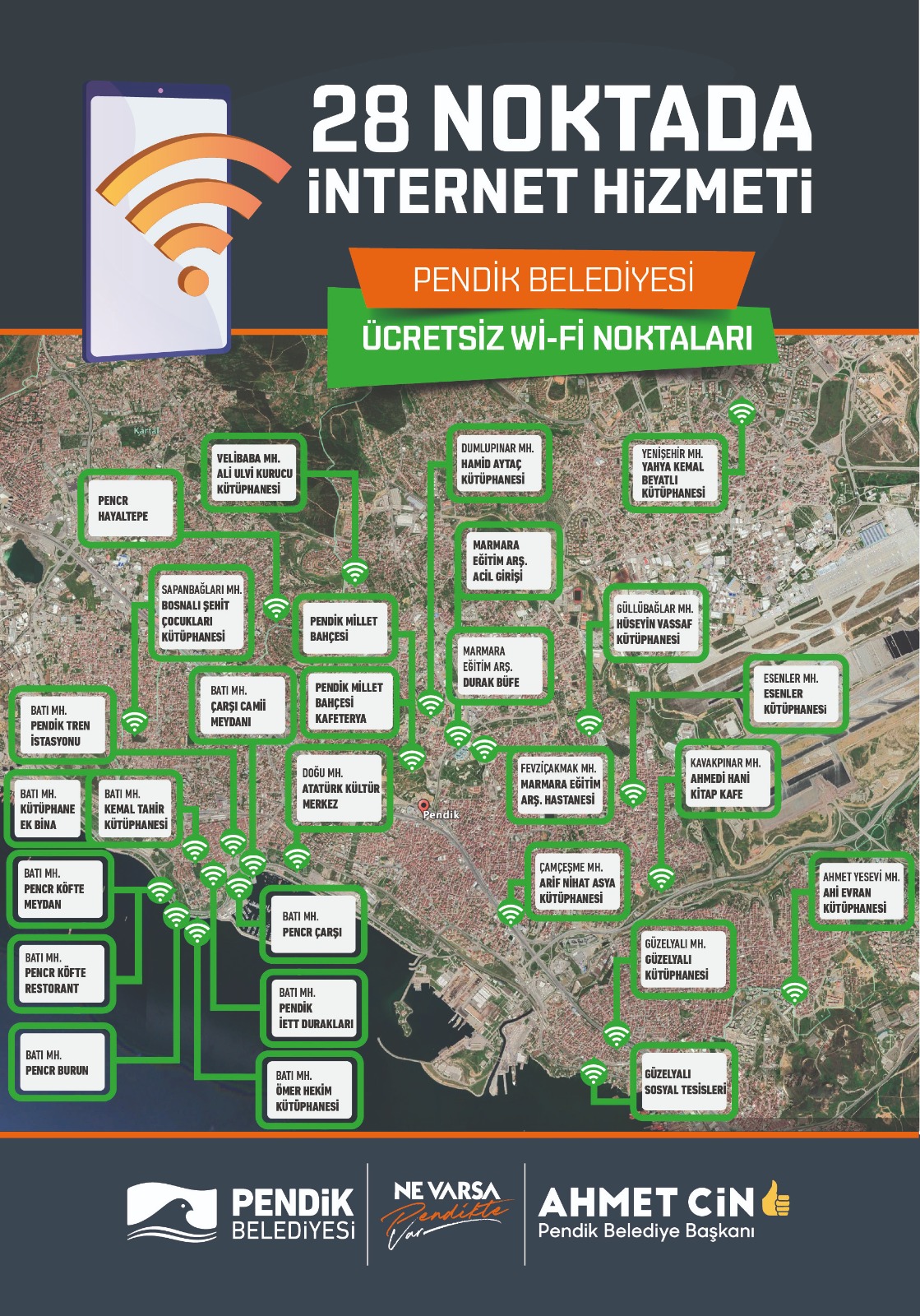 Kentin 28 noktasında ücretsiz internet! Pendik Belediyesi WIFI hizmetini hayata geçirdi