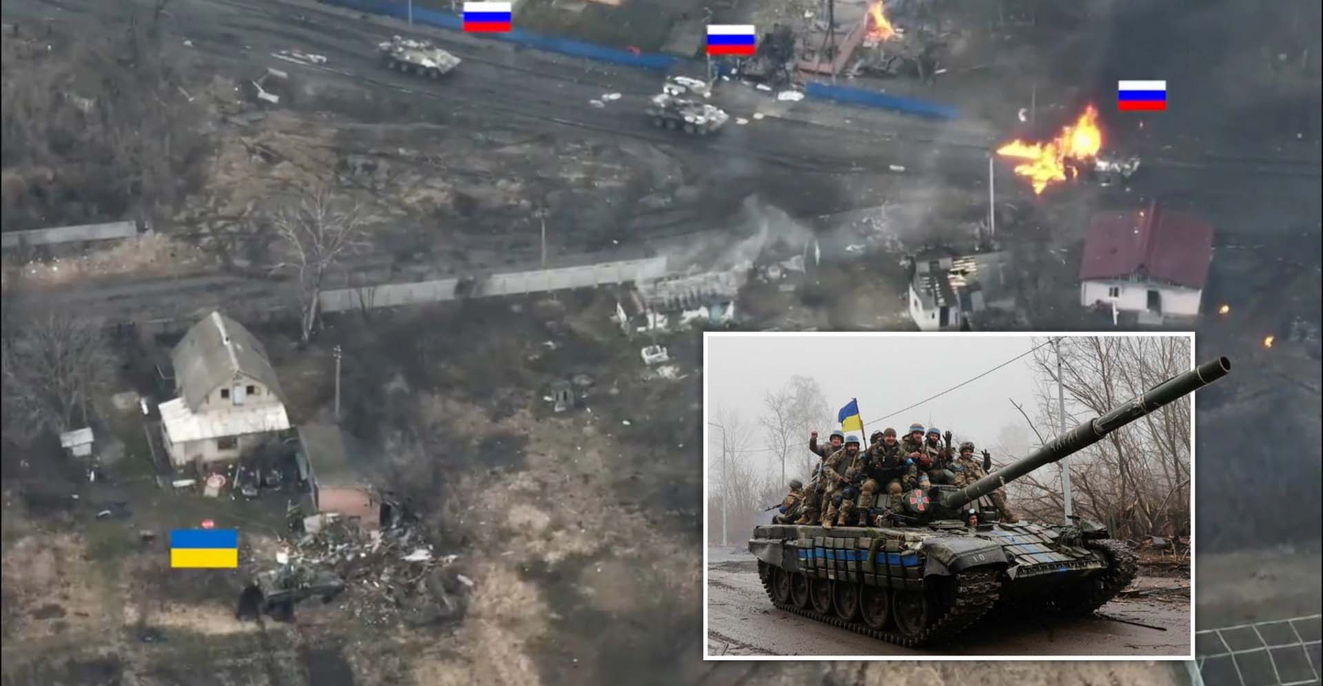 Rusya - Ukrayna savaşında çarpıcı görüntüler! Ukrayna tankının vurduğu Rus tankı ateş topuna döndü