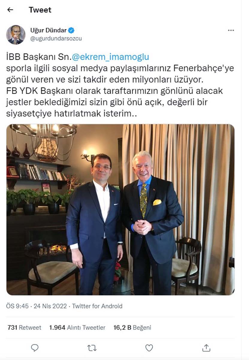 Trabzonspor'un şampiyonluk paylaşımını beğenmişti! İmamoğlu tepkiler sonrası Fenerbahçe'yi ziyaret etti 