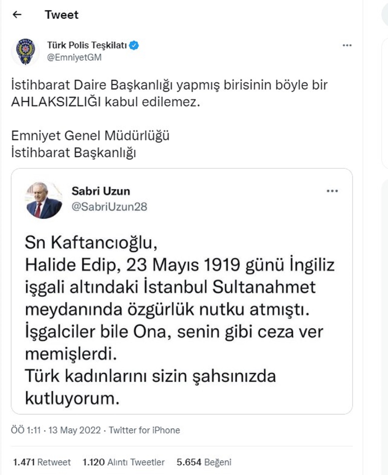 Emniyet Genel Müdürlüğü'nden Sabri Uzun'a Canan Kaftancıoğlu tepkisi: Böyle bir ahlaksızlığı kabul edilemez 