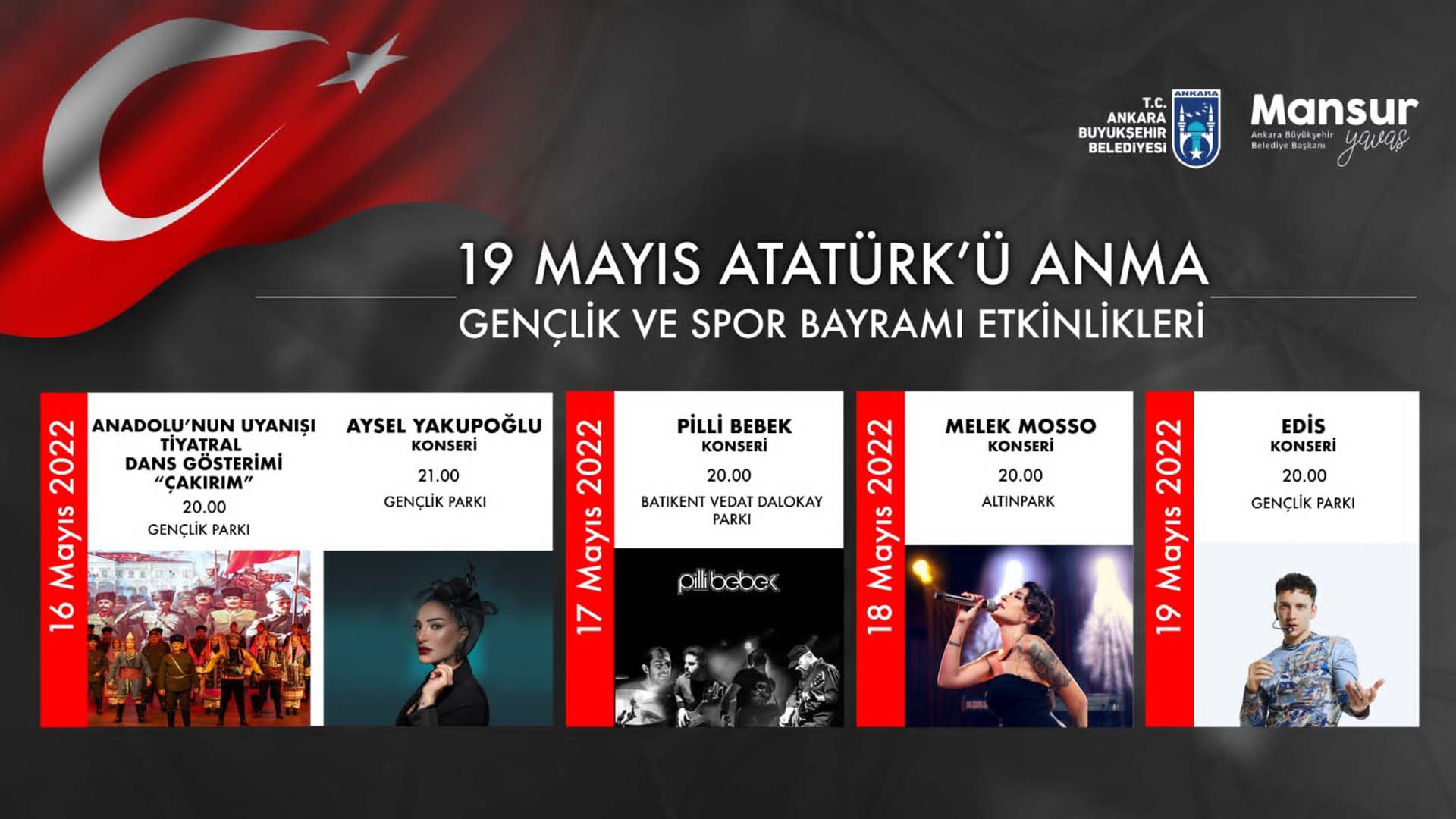 19 Mayıs Atatürk'ü Anma Gençlik ve Spor Bayramı etkinlikleri, konserleri İstanbul, Ankara, İzmir 2022